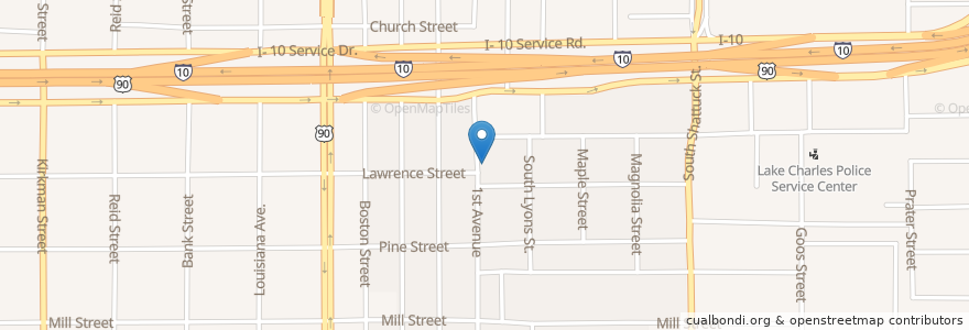 Mapa de ubicacion de Starlight Baptist Church en United States, Louisiana, Calcasieu Parish, Lake Charles.