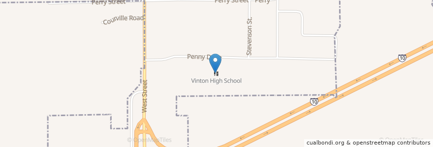 Mapa de ubicacion de Vinton High School en Vereinigte Staaten Von Amerika, Louisiana, Calcasieu Parish, Vinton.