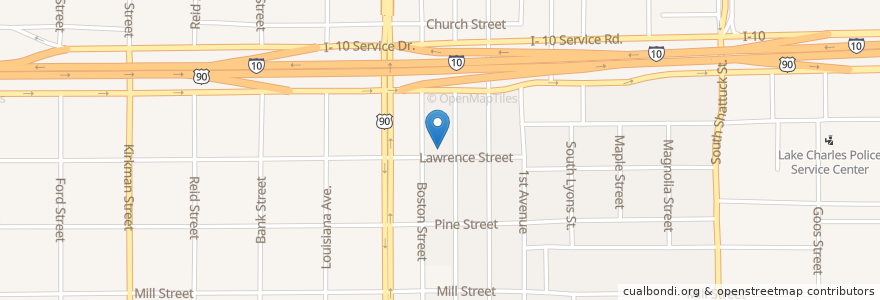 Mapa de ubicacion de Warren United Methodist Church en United States, Louisiana, Calcasieu Parish, Lake Charles.