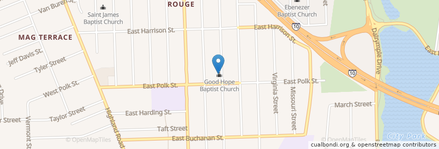 Mapa de ubicacion de Good Hope Baptist Church en الولايات المتّحدة الأمريكيّة, لويزيانا, East Baton Rouge Parish, Baton Rouge.