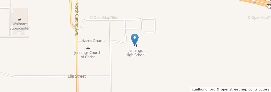 Mapa de ubicacion de Jennings High School en アメリカ合衆国, ルイジアナ州, Jefferson Davis Parish, Jennings.