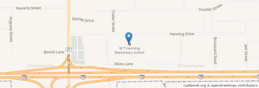 Mapa de ubicacion de W T Henning Elementary School en United States, Louisiana, Calcasieu Parish, Sulphur.