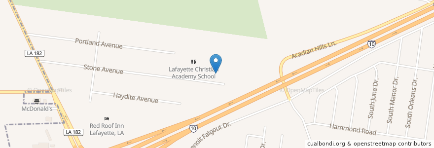 Mapa de ubicacion de Christ Gospel Church en الولايات المتّحدة الأمريكيّة, لويزيانا, Lafayette Parish, Lafayette.