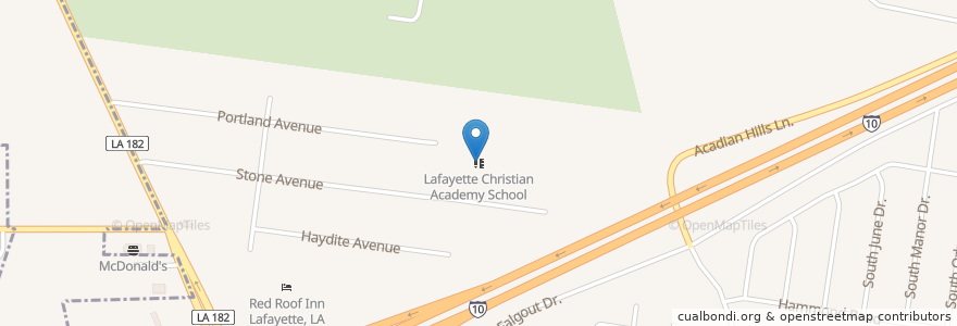 Mapa de ubicacion de Lafayette Christian Academy School en アメリカ合衆国, ルイジアナ州, Lafayette Parish, Lafayette.
