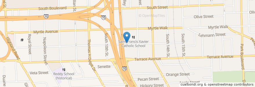 Mapa de ubicacion de Saint Franics Xavier Catholic Church en ایالات متحده آمریکا, لوئیزیانا, East Baton Rouge Parish, Baton Rouge.