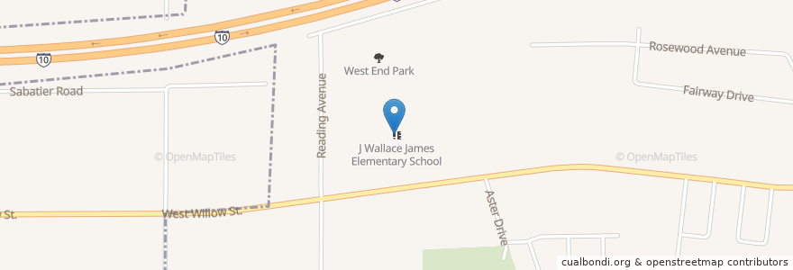 Mapa de ubicacion de J Wallace James Elementary School en Estados Unidos Da América, Luisiana, Lafayette Parish, Lafayette.