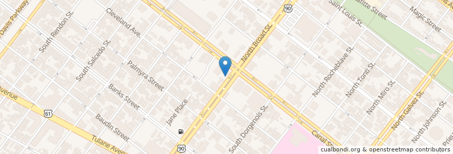 Mapa de ubicacion de Greater Mount Sinai Full Gospel Baptist Church en Соединённые Штаты Америки, Луизиана, Orleans Parish, New Orleans.