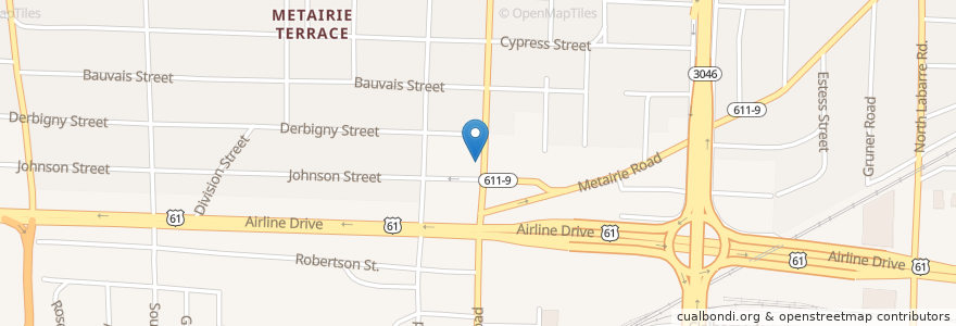 Mapa de ubicacion de Johnson Street Post Office en 美利坚合众国/美利堅合眾國, 路易斯安那州, Jefferson Parish, Metairie.