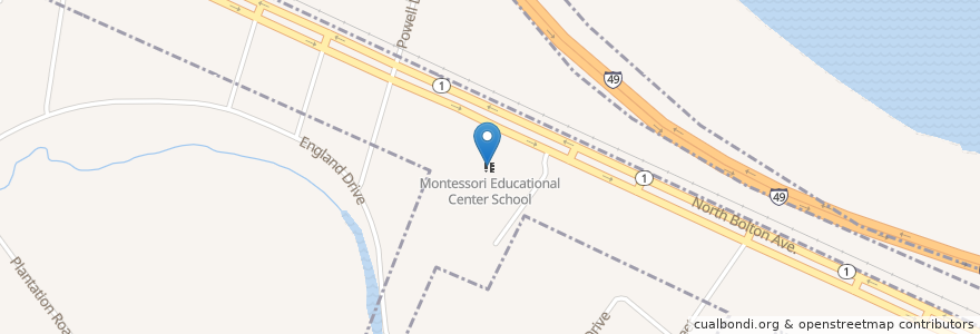 Mapa de ubicacion de Montessori Educational Center School en Amerika Syarikat, Louisiana, Rapides Parish, Alexandria.