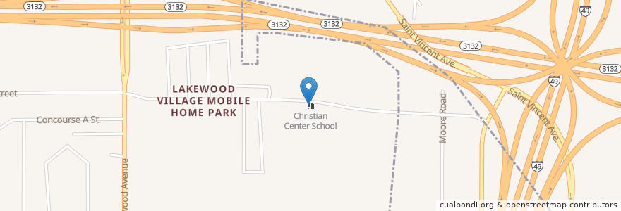 Mapa de ubicacion de Christian Center School en アメリカ合衆国, ルイジアナ州, Caddo Parish, Shreveport.