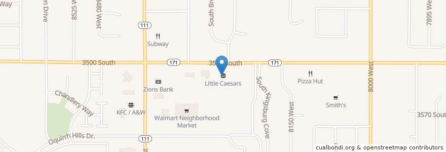 Mapa de ubicacion de Little Caesars en Stati Uniti D'America, Utah, Salt Lake County, Magna.