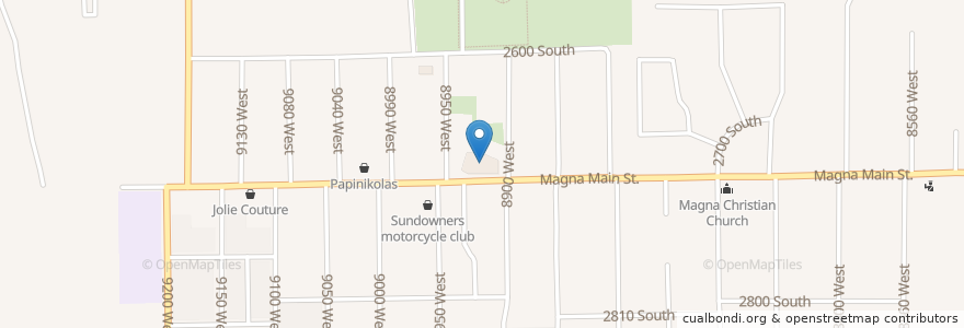 Mapa de ubicacion de Magna Library en 美利坚合众国/美利堅合眾國, 犹他州 / 猶他州, Salt Lake County, Magna.