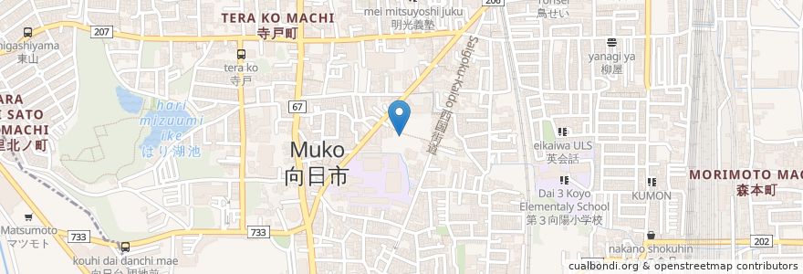 Mapa de ubicacion de 向日市 en Japón, Prefectura De Kioto, 向日市.