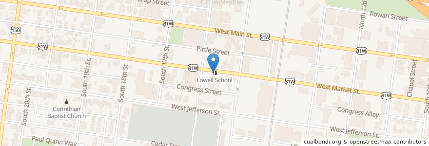 Mapa de ubicacion de Lowell School en Estados Unidos De América, Kentucky, Jefferson County, Louisville.