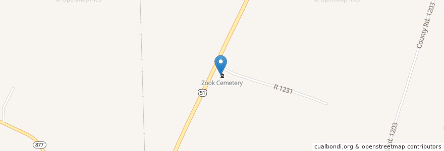 Mapa de ubicacion de Zook Cemetery en الولايات المتّحدة الأمريكيّة, كنتاكي, Carlisle County.