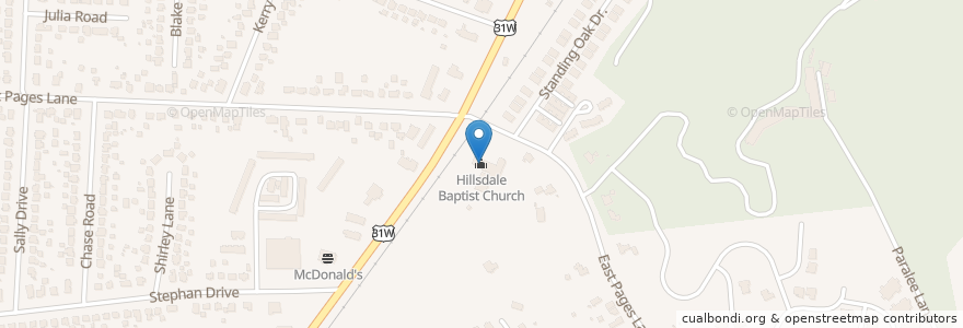 Mapa de ubicacion de Hillsdale Baptist Church en الولايات المتّحدة الأمريكيّة, كنتاكي, مقاطعة جفرسون, Louisville.
