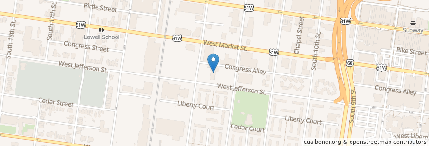Mapa de ubicacion de Saint Peters Evangelical Church en 美利坚合众国/美利堅合眾國, 肯塔基州, Jefferson County, Louisville.