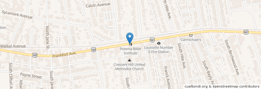 Mapa de ubicacion de Poiema Bible Institute en United States, Kentucky, Jefferson County, Louisville.