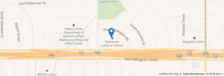 Mapa de ubicacion de Redeemer Lutheran School en Соединённые Штаты Америки, Канзас, Sedgwick County, Wichita.