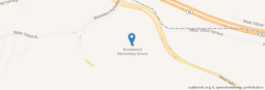 Mapa de ubicacion de Brookwood Elementary School en 미국, 캔자스, Johnson County, Olathe.