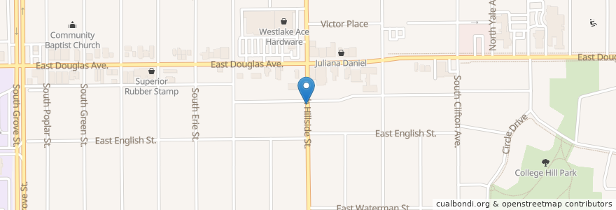 Mapa de ubicacion de First Southern Baptist Church en États-Unis D'Amérique, Kansas, Sedgwick County, Wichita.