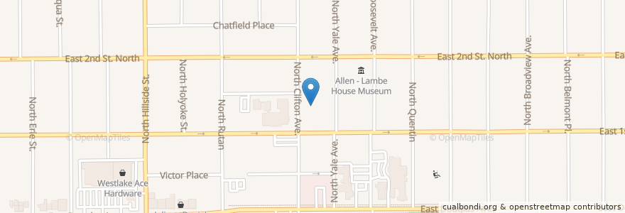 Mapa de ubicacion de Plymouth Congregational Church en Estados Unidos Da América, Kansas, Sedgwick County, Wichita.