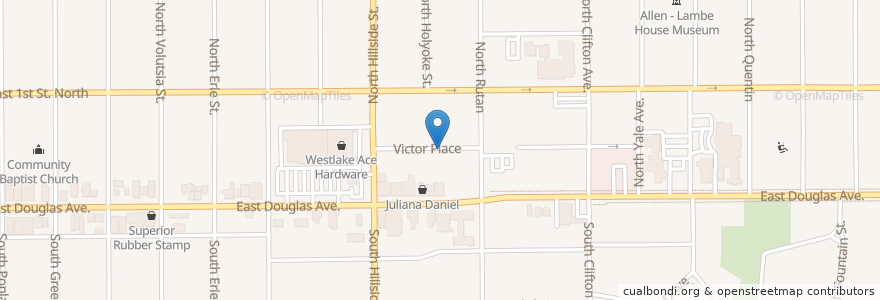 Mapa de ubicacion de Christian Community of Wichita en Estados Unidos Da América, Kansas, Sedgwick County, Wichita.