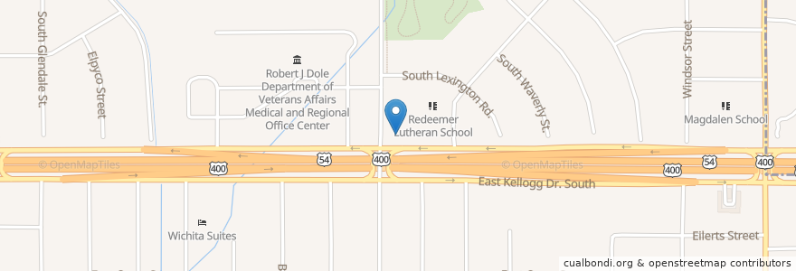 Mapa de ubicacion de Redeemer Lutheran Church en États-Unis D'Amérique, Kansas, Sedgwick County, Wichita.