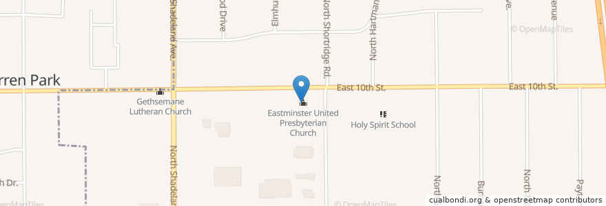 Mapa de ubicacion de Eastminster United Presbyterian Church en アメリカ合衆国, インディアナ州, Indianapolis.