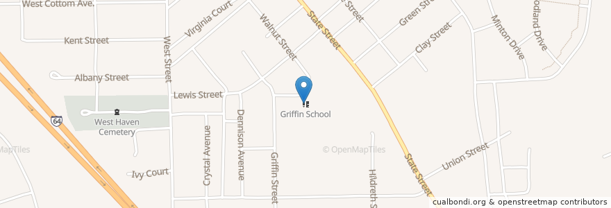 Mapa de ubicacion de Griffin School en United States, Indiana, Floyd County, New Albany.