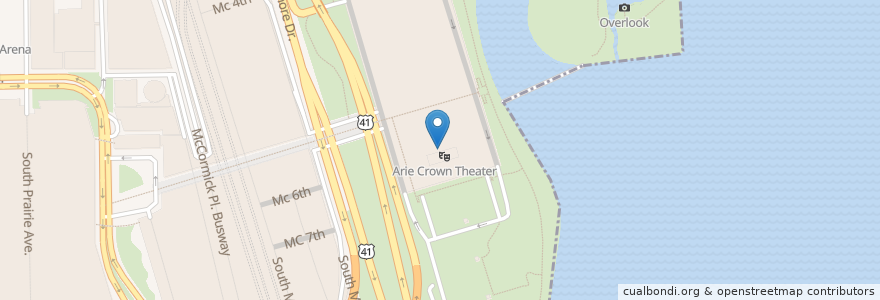 Mapa de ubicacion de Arie Crown Theater en Estados Unidos Da América, Illinois, Chicago.