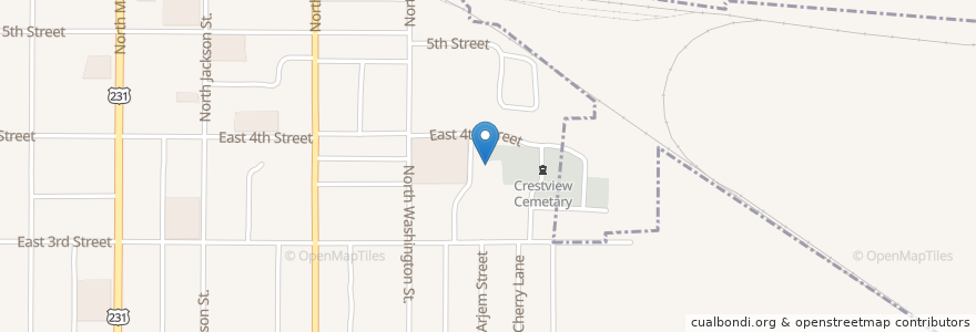 Mapa de ubicacion de Crestview Elementary School en États-Unis D'Amérique, Indiana, Dubois County, Huntingburg.