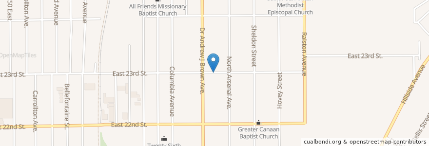 Mapa de ubicacion de Trinity Christian Methodist Episcopal Church en Vereinigte Staaten Von Amerika, Indiana, Indianapolis.