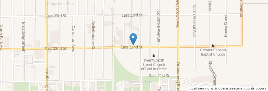 Mapa de ubicacion de True Light Baptist Church en Estados Unidos Da América, Indiana, Indianapolis.