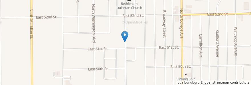 Mapa de ubicacion de Ravenbrook Widow Baptist Church en 美利坚合众国/美利堅合眾國, 印第安纳州, Indianapolis.