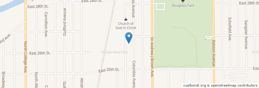 Mapa de ubicacion de Gold Bell Baptist Church en Estados Unidos De América, Indiana, Indianapolis.