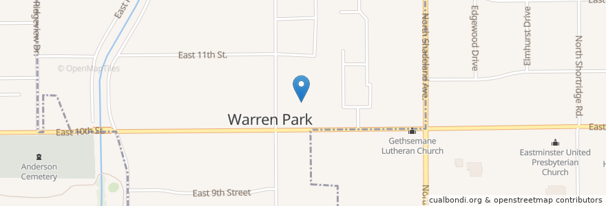 Mapa de ubicacion de Gethsemane Lutheran Church en United States, Indiana, Indianapolis, Warren Park.