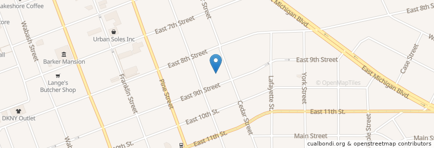 Mapa de ubicacion de Central Elementary School en Estados Unidos Da América, Indiana, Laporte County, Michigan City.