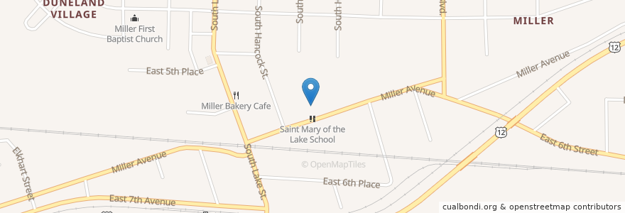 Mapa de ubicacion de Saint Mary of the Lake Church en Stati Uniti D'America, Indiana, Lake County, Gary.