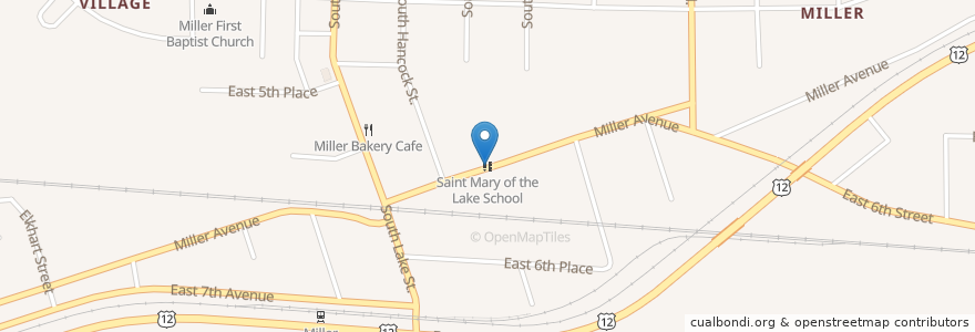 Mapa de ubicacion de Saint Mary of the Lake School en Amerika Syarikat, Indiana, Lake County, Gary.