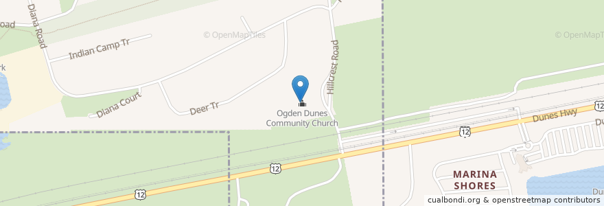 Mapa de ubicacion de Ogden Dunes Community Church en Stati Uniti D'America, Indiana, Porter County.
