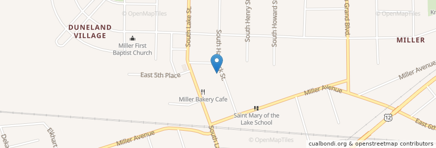 Mapa de ubicacion de Miller Station Gary Post Office en 미국, 인디애나 주, Lake County, Gary.