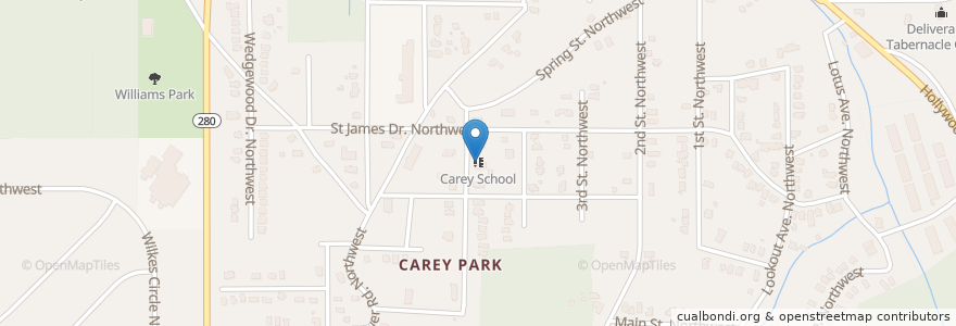 Mapa de ubicacion de Carey School en United States, Georgia, Fulton County, Atlanta.