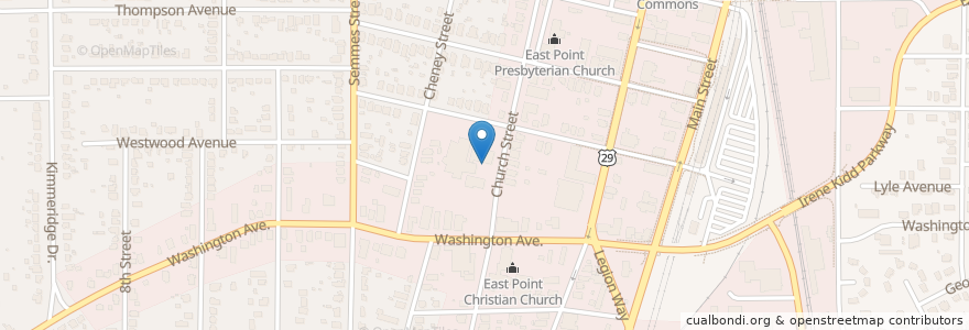 Mapa de ubicacion de Church Street School en United States, Georgia, Fulton County, East Point.