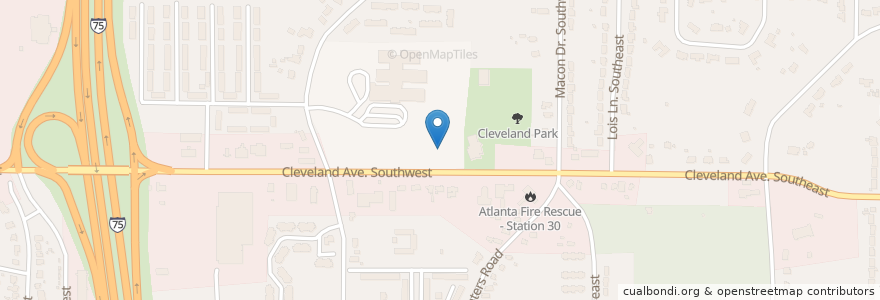 Mapa de ubicacion de Cleveland Avenue Elementary School en Estados Unidos Da América, Geórgia, Fulton County, Atlanta.