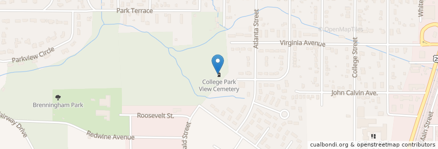 Mapa de ubicacion de College Park View Cemetery en Amerika Birleşik Devletleri, Georgia, College Park, Fulton County.