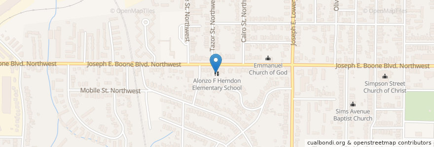 Mapa de ubicacion de Alonzo F Herndon Elementary School en Estados Unidos Da América, Geórgia, Fulton County, Atlanta.