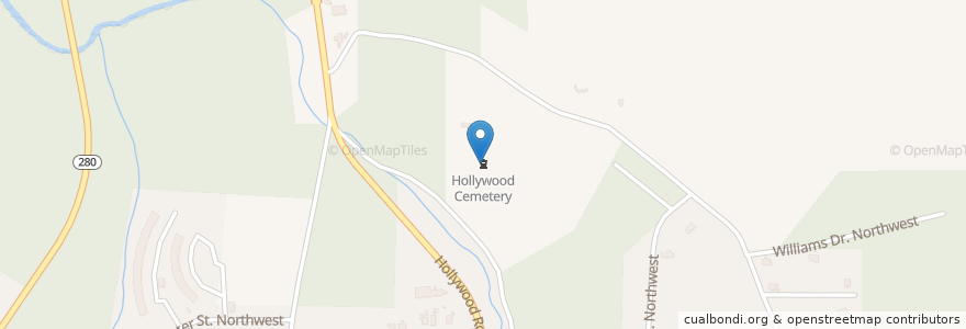 Mapa de ubicacion de Hollywood Cemetery en United States, Georgia, Fulton County, Atlanta.