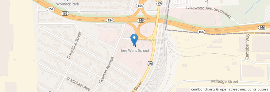 Mapa de ubicacion de Jere Wells School en Estados Unidos Da América, Geórgia, Fulton County, East Point.