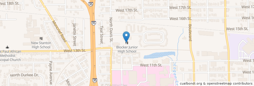 Mapa de ubicacion de Blocker Junior High School en 미국, 플로리다주, Duval County, 잭슨빌.